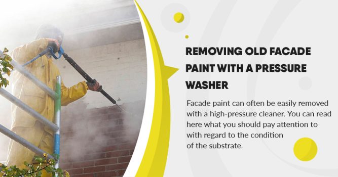 Removing old facade paint with a pressure washer